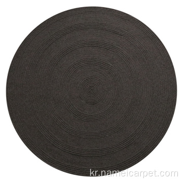 둥근 양모 검은 지역 깔개 카펫